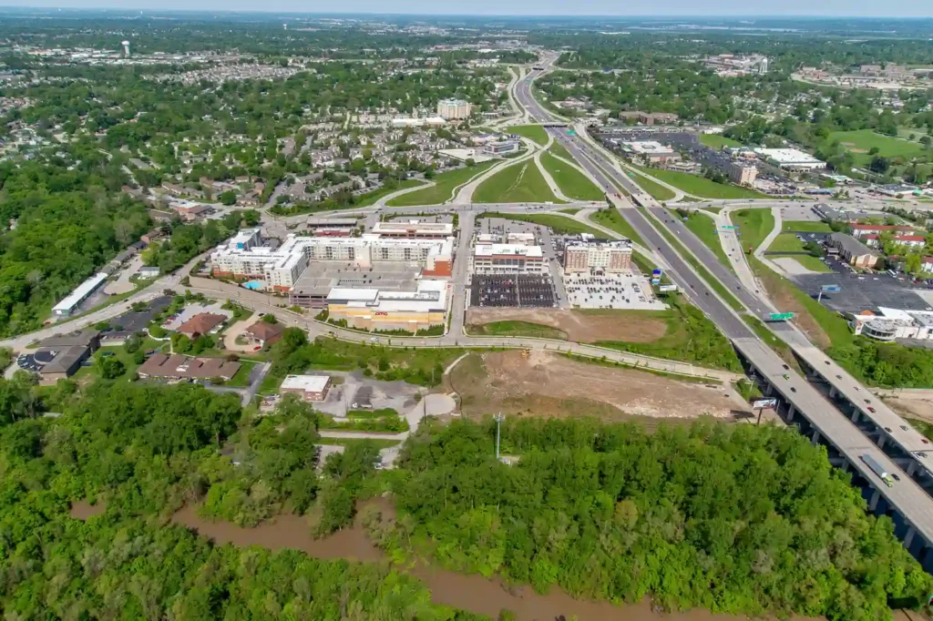 Aerial view of Streets in Saint Charles