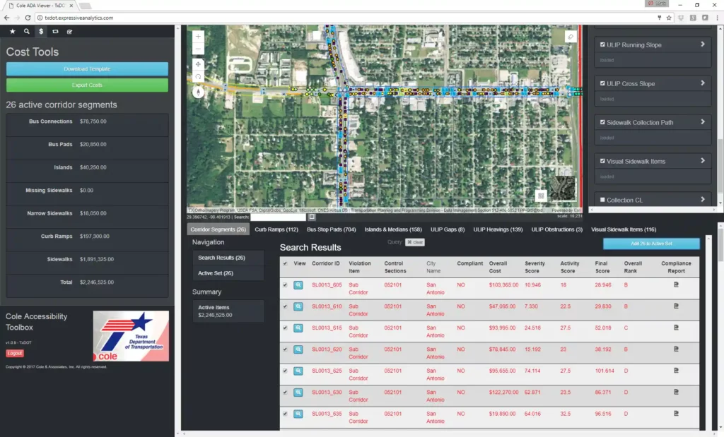 Web Interface with TxDOT_SS1 showcasing Aerial Perspective