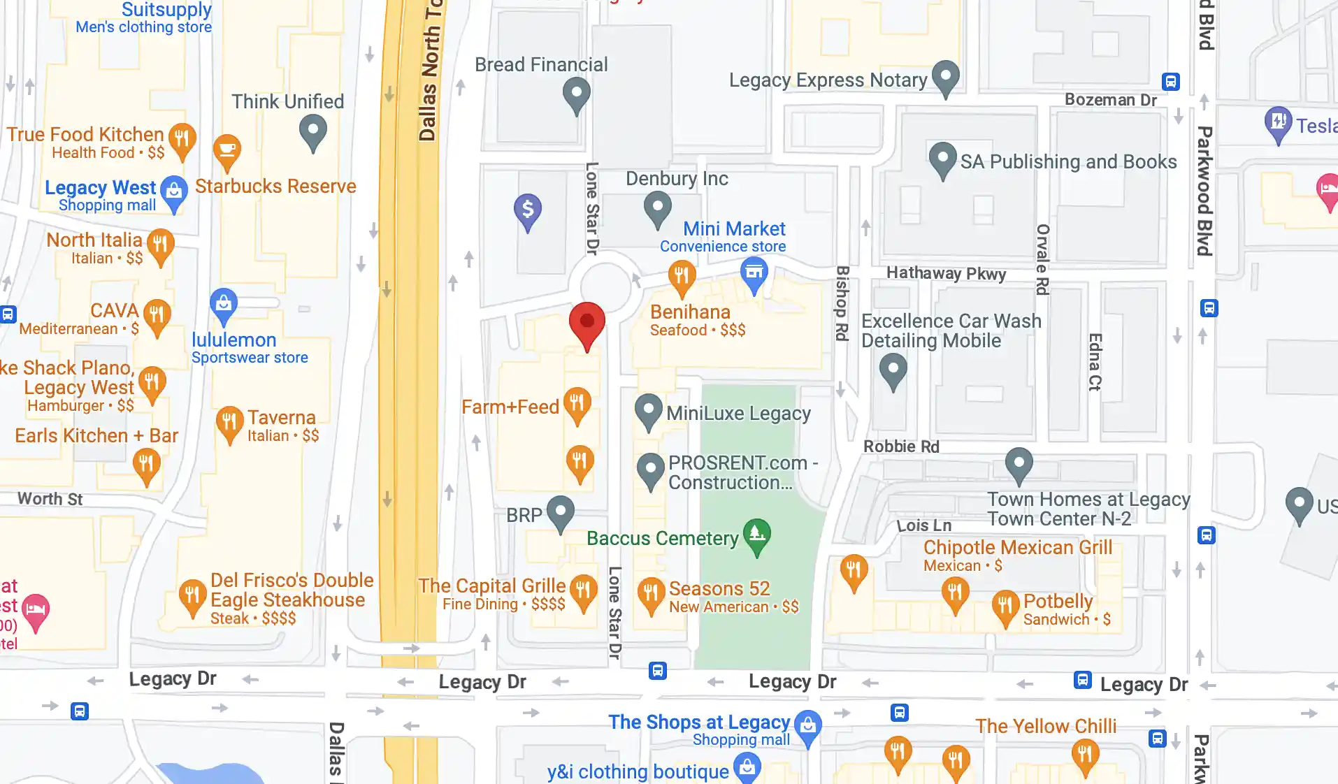 A google map of Dallas location