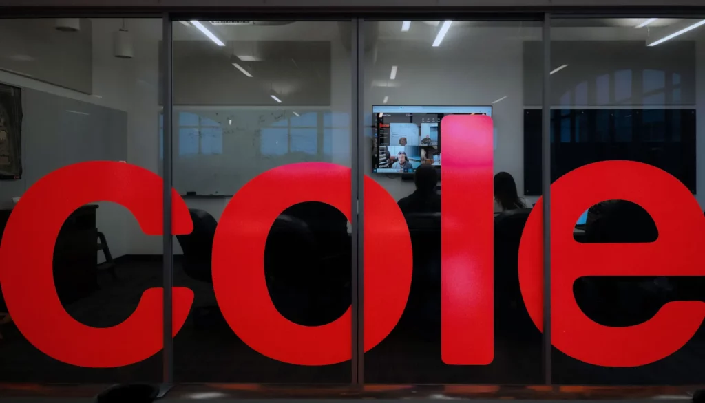 Window revealing Cole's Logo