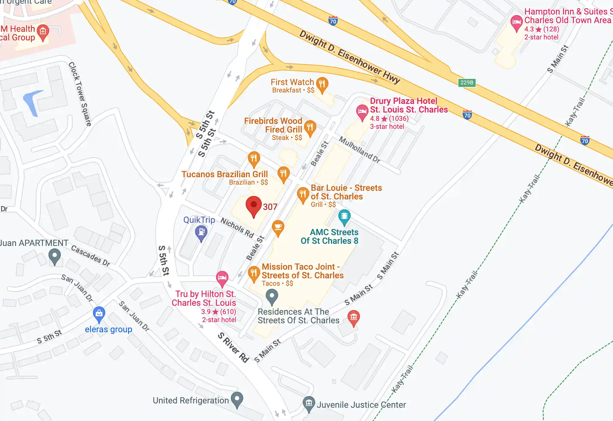 A google map of Saint Charles location