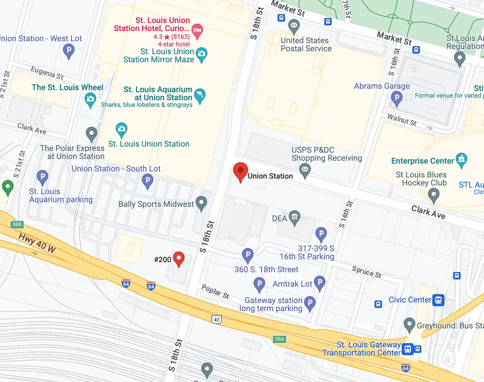 A google map of St. Louis location